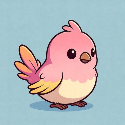 Cute pink cartoon bird