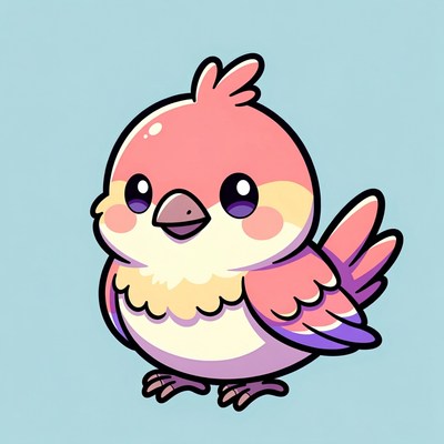 Cute pink chibi bird illustration