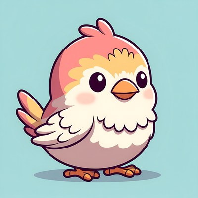 Cute pink cartoon bird