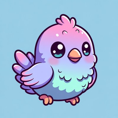 Cute Kawaii Pink Blue Bird