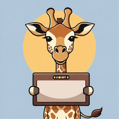 Giraffe holding blank sign
