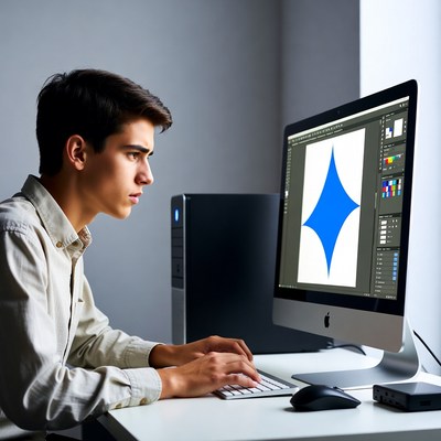 Young man designing on computer