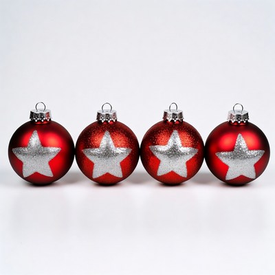 Red Christmas Ornaments with Silver Stars