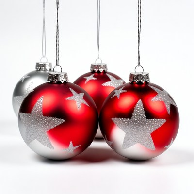 Red and Silver Star Christmas Ornaments