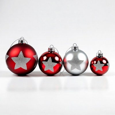 Red and Silver Star Christmas Ornaments