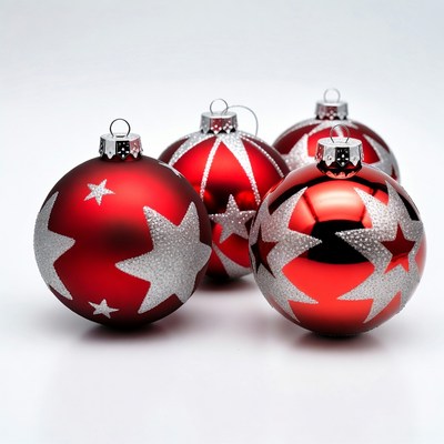 Red Christmas Ornaments with Stars