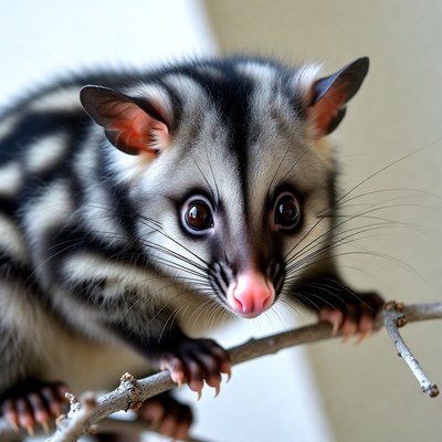 Sugar Glider clinging to branch