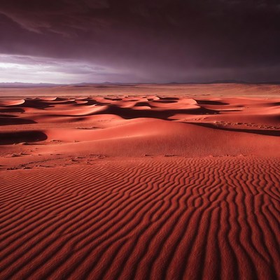 Stormy Red Sand Dunes Landscape