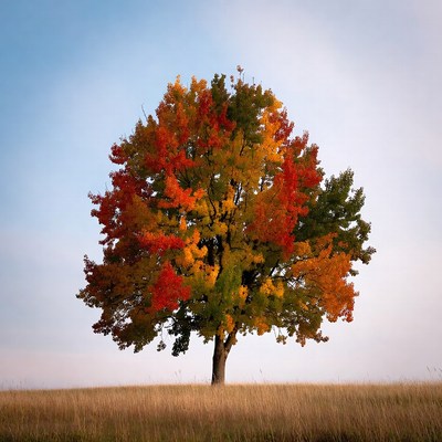 Autumn Maple Tree in Field
