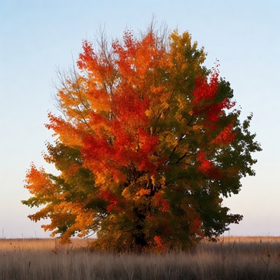 Autumn Maple Tree in Field