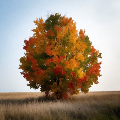 Autumn Maple Tree in Field
