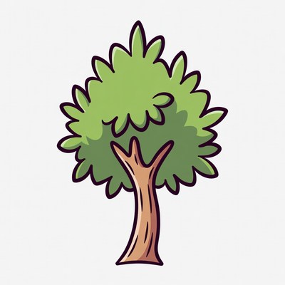 Cartoon Green Tree Illustration