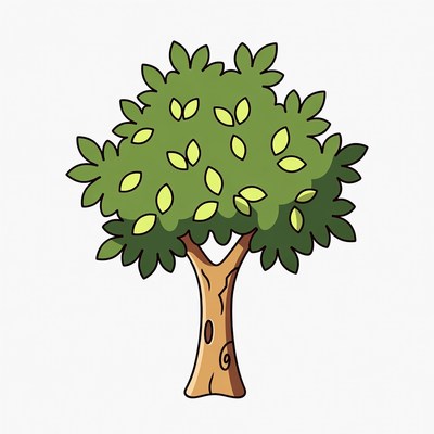 Green Tree with Leaves Illustration