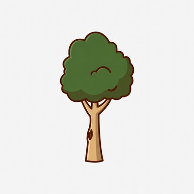 Cartoon Green Tree Illustration