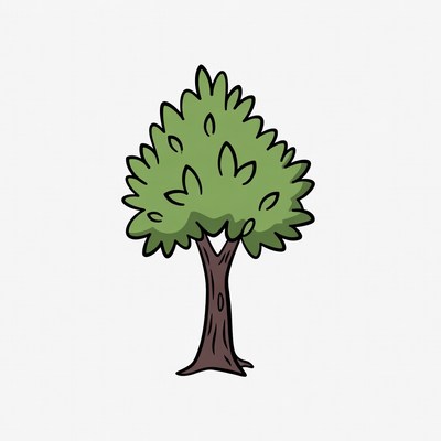 Cartoon Green Tree Illustration