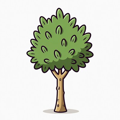 Cartoon Green Tree Illustration