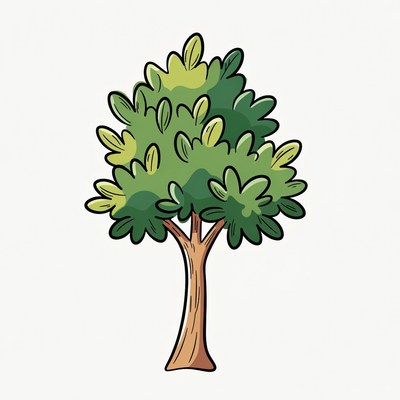 Cartoon Green Tree Illustration