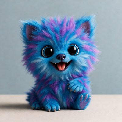 Cute blue fluffy cat smiling