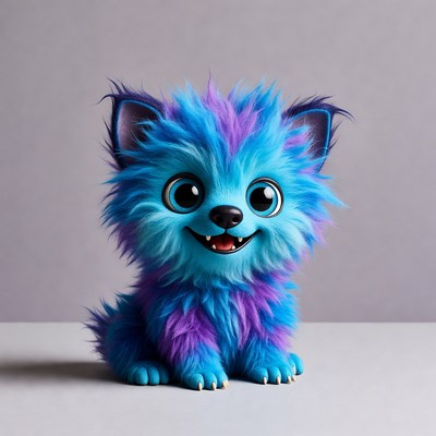 Cute blue fluffy wolf pup