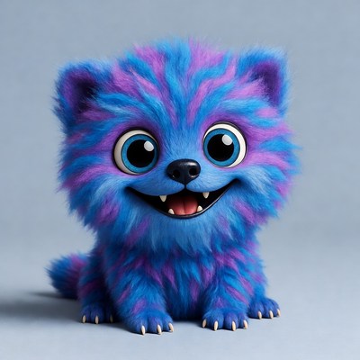 Cute fluffy blue kitten smiling