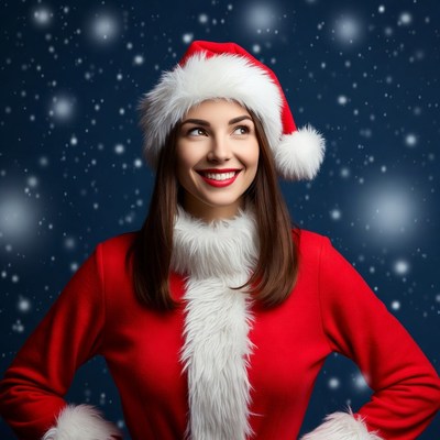 Smiling woman in Santa hat
