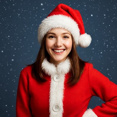 Smiling woman in Santa hat
