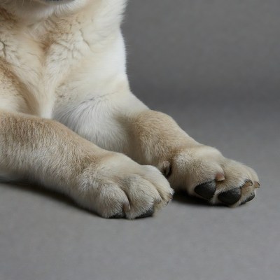 Closeup of fluffy dog paws