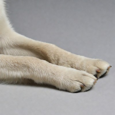 Fluffy White Dog Paws Closeup