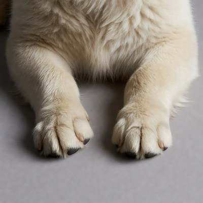 Fluffy White Puppy Paws Closeup