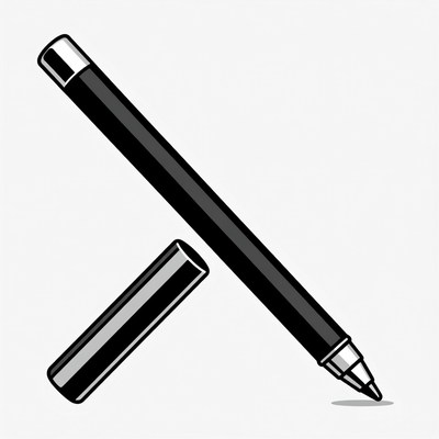 Black Pen with Cap Illustration