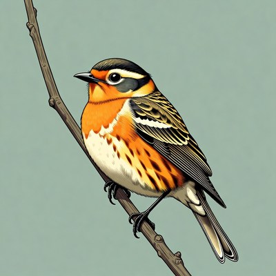 American Redstart perched on branch