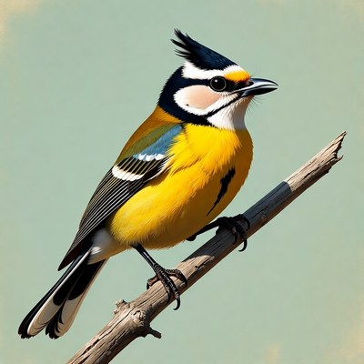 Colorful Crested Bird on Branch
