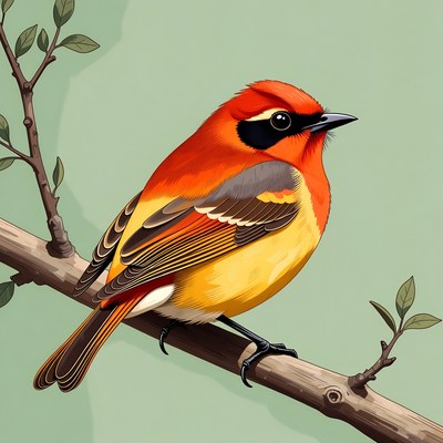 Red-crested bird on branch