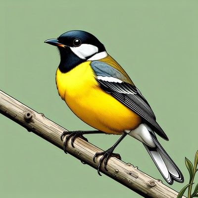 Great Tit Bird on Branch