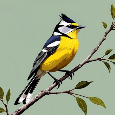 Crested Tit Bird on Branch