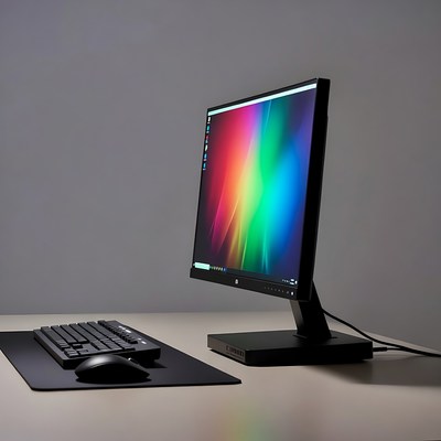 RGB monitor on desk setup