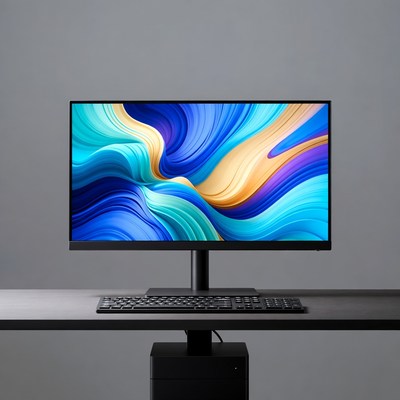 Curved monitor on desk setup