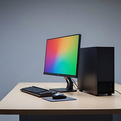 Gaming PC with Colorful Monitor