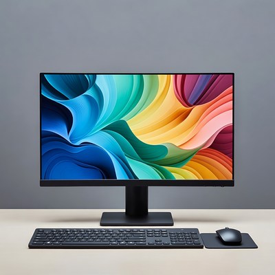 Colorful Curved Waves Computer Monitor
