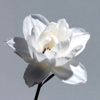 White Dahlia Flower on Gray Background