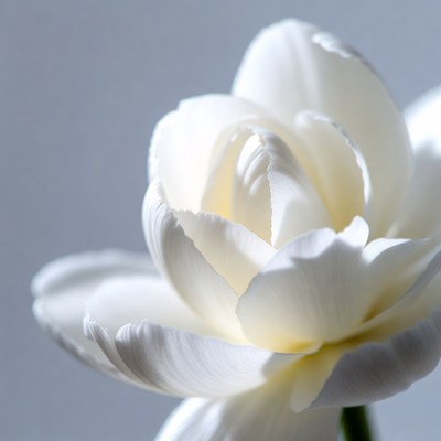 White Tulip Flower Closeup