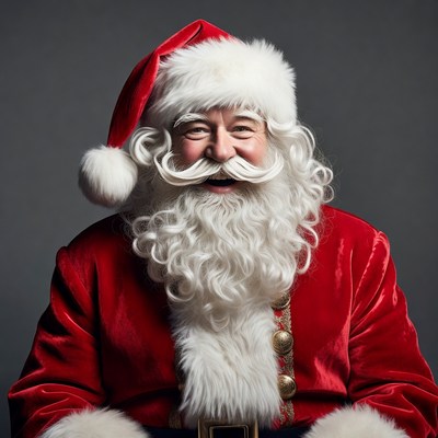 Smiling Santa Claus in red suit