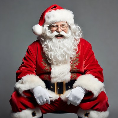 Smiling Santa Claus in red suit
