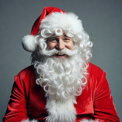Smiling Santa Claus in red suit