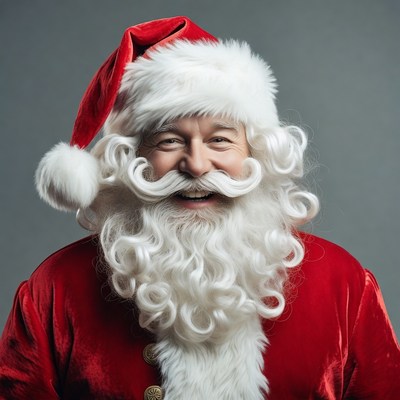 Smiling Santa Claus on gray background