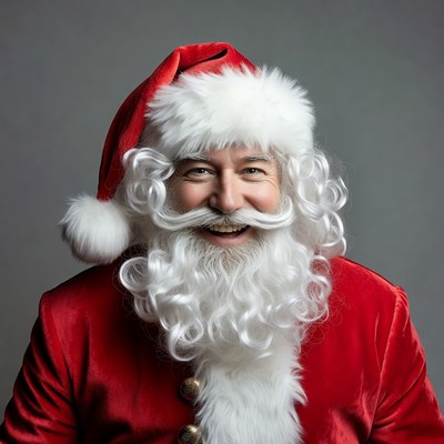 Smiling Santa Claus in red suit