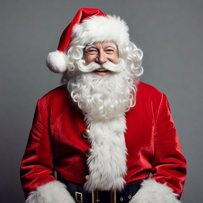 Smiling Santa Claus in red suit