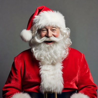Smiling Santa Claus in red suit