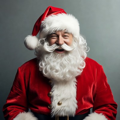 Smiling Santa Claus in red suit
