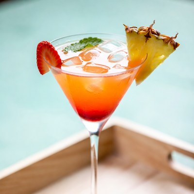 Orange Martini with Strawberry and Pineapple